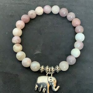 NWOT Elephant Charm Beaded Bracelet - light pink, lavender and gray.